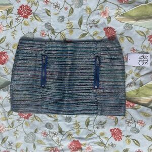 Chaser Blue Metallic Tweed Mini Skirt